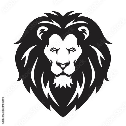 Lion Head Logo  Sign  Vector Black and White Design
