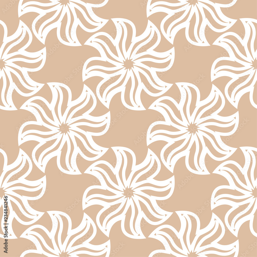 Fototapeta premium White floral seamless pattern on beige background