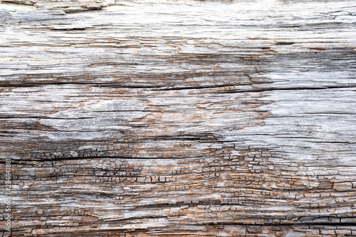 very old time-damaged wood with elements of old dried resin and traces of mechanical