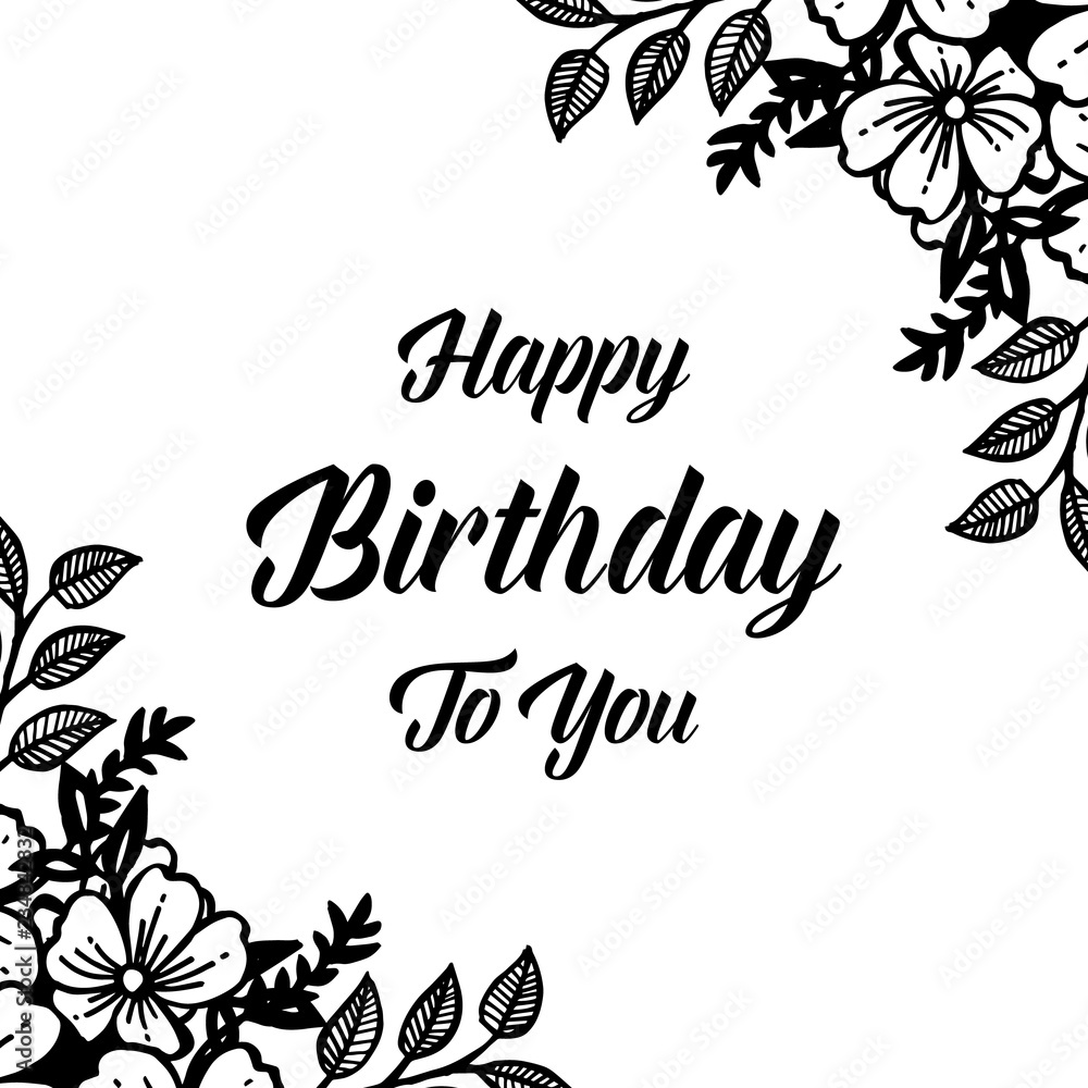 Fototapeta premium Birthday card with flowers background hand draw