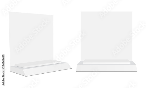 Cosmetic Display, Showcase Make-up Stand - Front and Side View. Vector Illustration