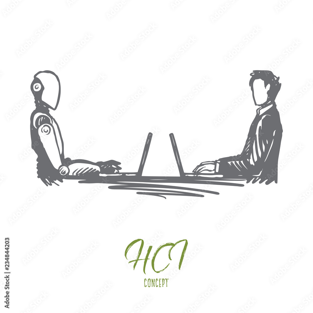 Interaction, HCL, automation, communication, partnership concept. Hand drawn isolated vector. Interaction, HCL, automation, communication, partnership concept. Hand drawn isolated vector.