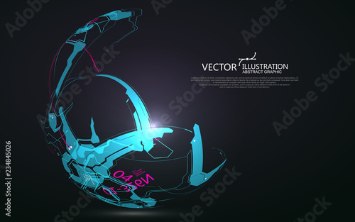 Abstract sphere graphics, futuristic concept lines, technological sense design.