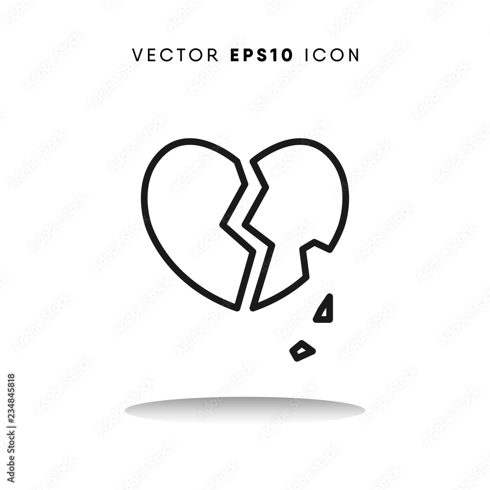 Broken heart valentines day vector icon Broken heart valentines day vector icon
