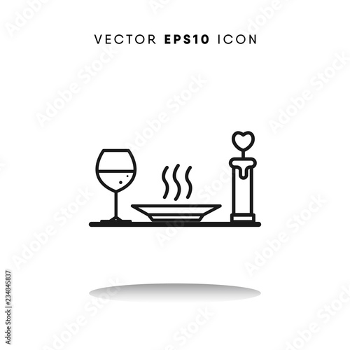 Dinner valentines day vector icon