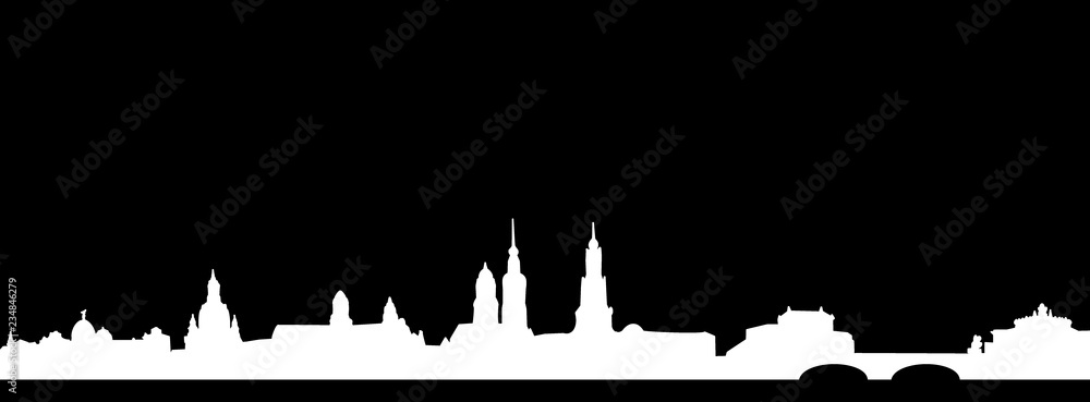 Silhouette von Dresden vor schwarzem Hintergrund