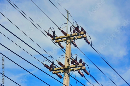 Electric pole wire line cable post © Y U K C U T E