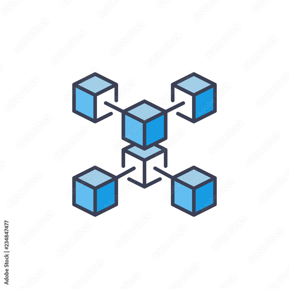 Blue BlockChain crypto icon. Vector cryptocurrency concept symbol Blue BlockChain crypto icon. Vector cryptocurrency concept symbol