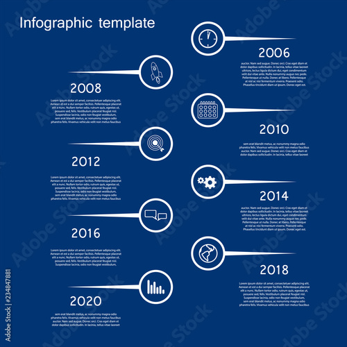 Vector simple style milestone infographic with pointers and icons