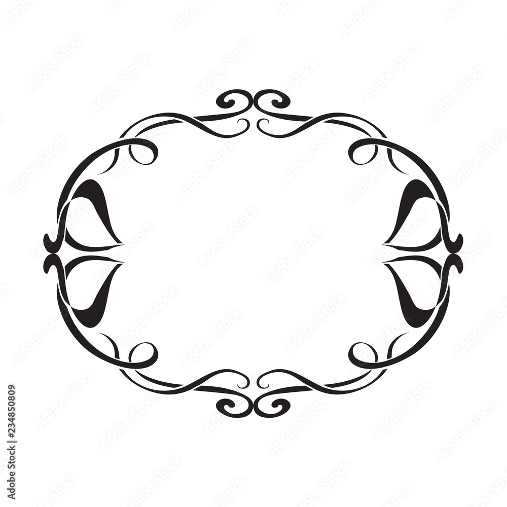 Art Nouveau decorative monochrome oval frame with text place Art Nouveau decorative monochrome oval frame with text place