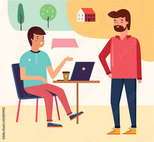 Illustration with people at a business meeting