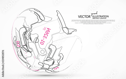 Abstract sphere graphics, futuristic concept lines, technological sense design.