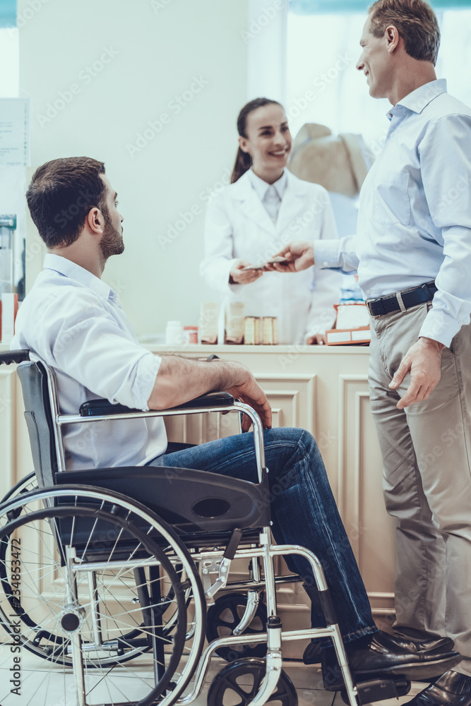 Man Buys a Medicaments in Pharmacy Man Buys a Medicaments in Pharmacy