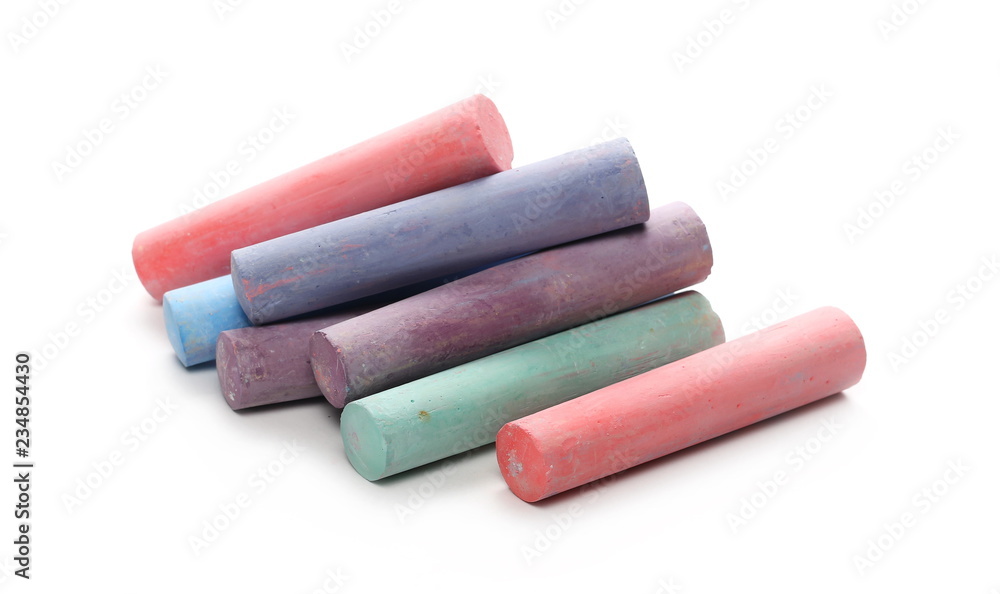 Colorful chalks isolated on white background Colorful chalks isolated on white background