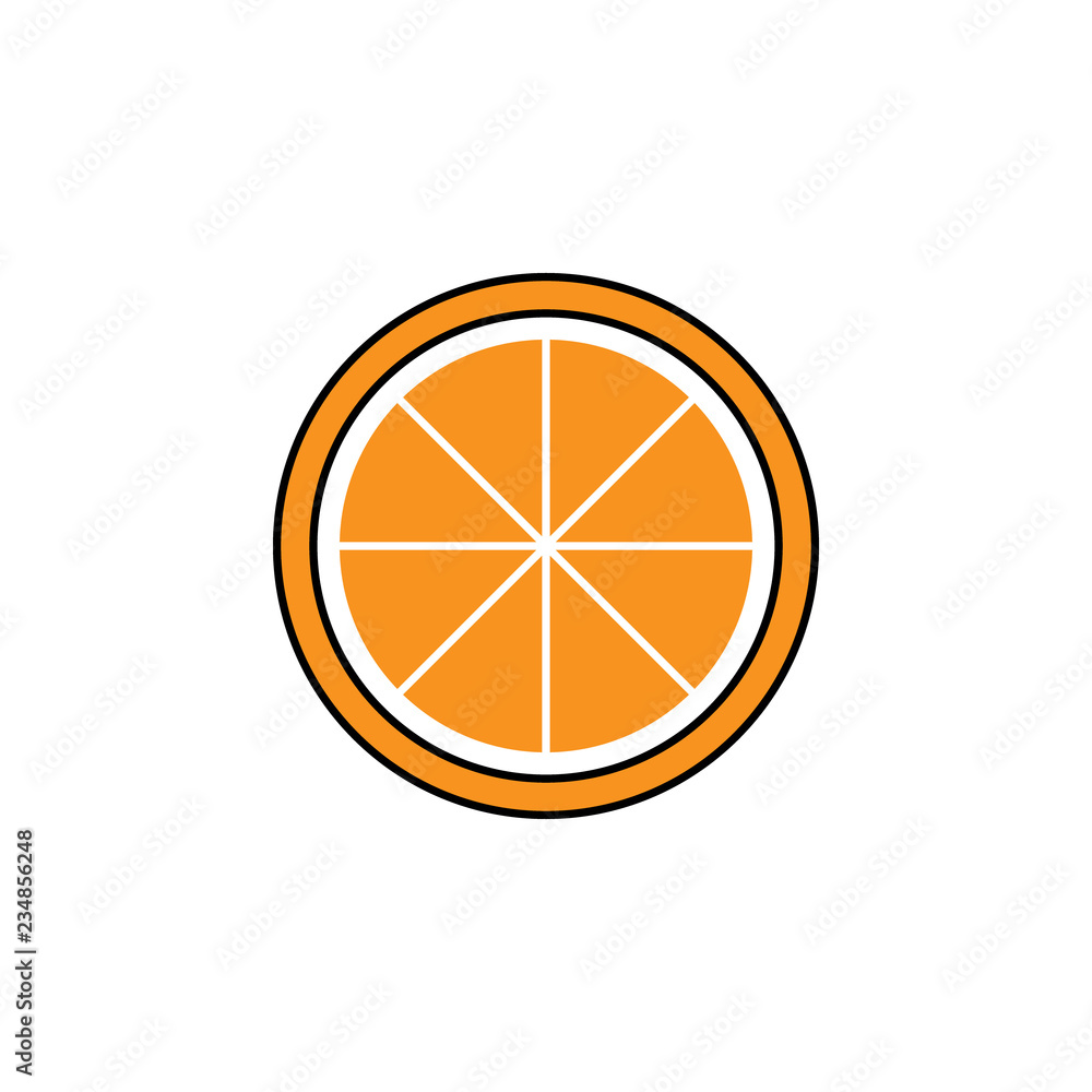 Orange slice vector outlined illustration icon. Summer tropical fruit or autumn, winter, seasonal, holiday fruit for decoration or spice up fall or christmas. Orange slice vector outlined illustration icon. Summer tropical fruit or autumn, winter, seasonal, holiday fruit for decoration or spice up fall or christmas.