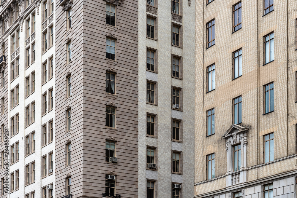 Window pattern in facade of residential buildings