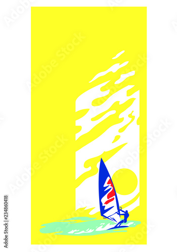 windsurfer in the sea. vector image for illustration