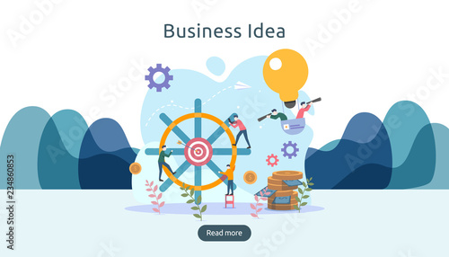 teamwork business brainstorming Idea concept with big yellow light bulb lamp  tiny people character. creative innovation solution. template for web landing page  banner  presentation  social media.