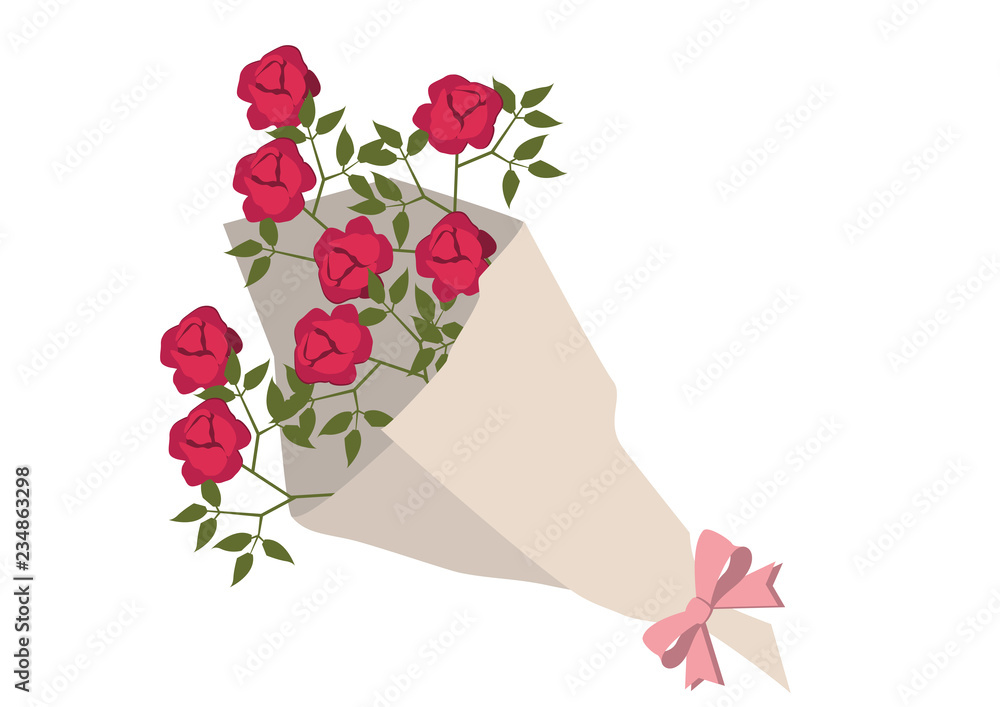 バラの花のクリップアート バラの花のデザイン素材 赤いバラのプレゼントのイラスト バラの花のブーケ Stock Vector Adobe Stock