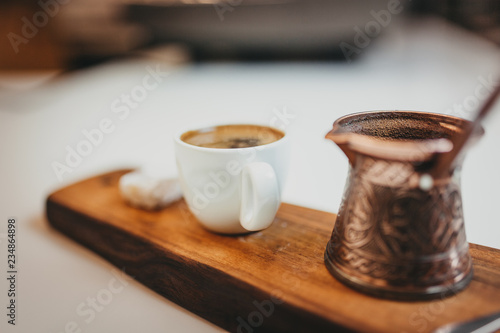 Freshly prepared hot Turkish Coffee