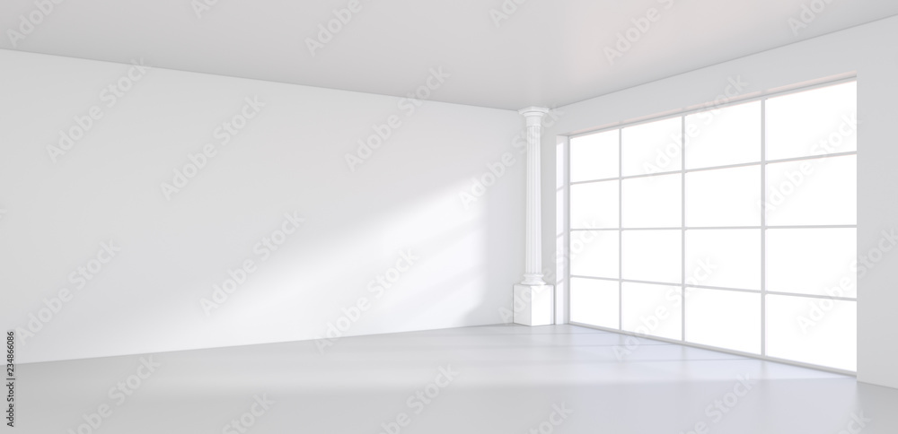 custom made wallpaper toronto digitalLight scattered light falling from the window into the white room. 3D rendering.
