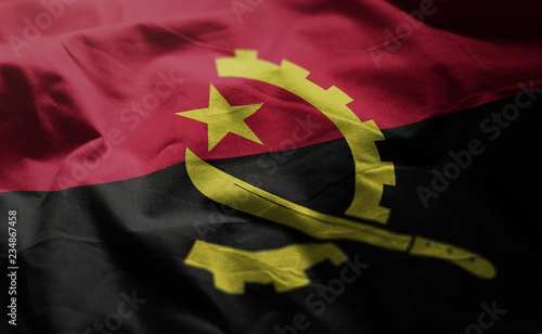  Angola Flag Rumpled Close Up photo