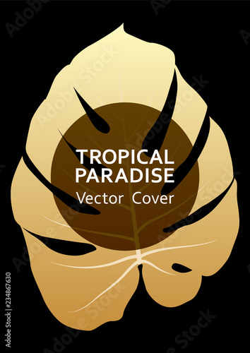 Tropical paradise leaf vector cover layout.