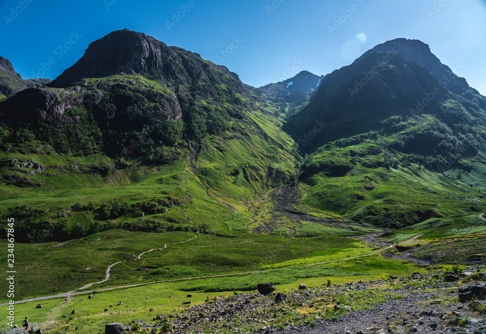 Three Sisters mountains in Glancoe Valley, Scotland, UK