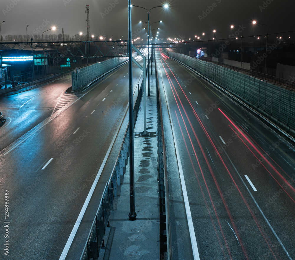 Traffic on the night highway