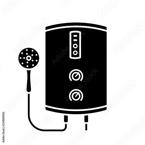 Electric tankless water heater glyph icon