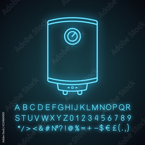 Electric water heater neon light icon