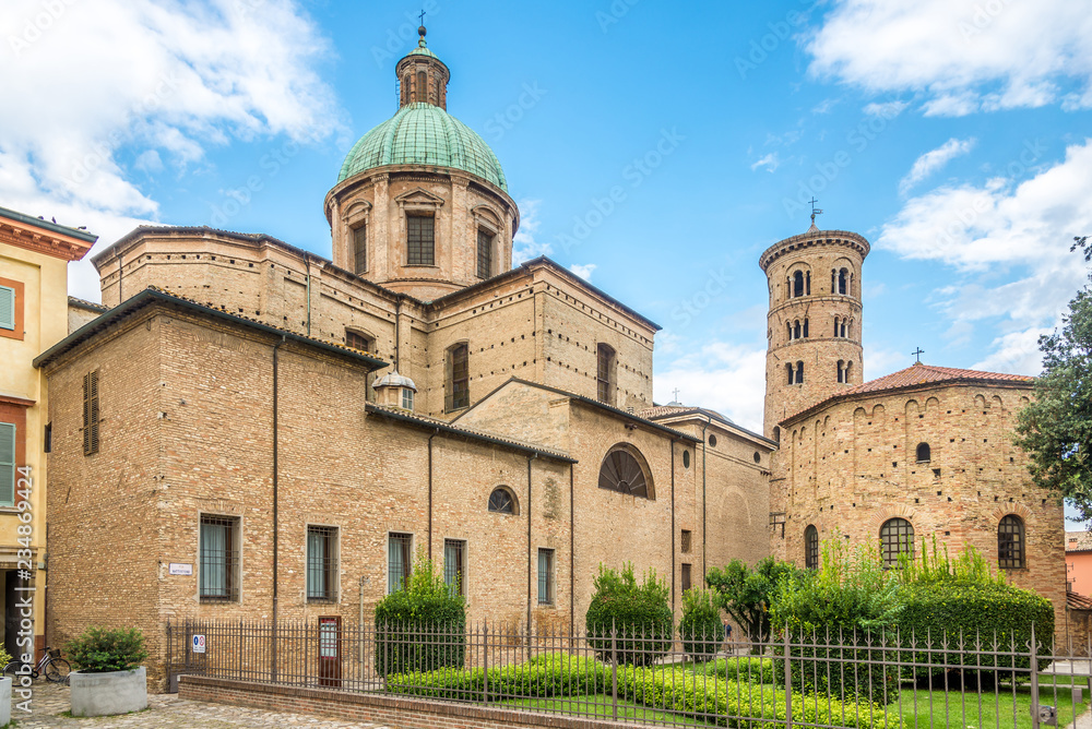 View at the Cathedral and Basilica Ursiana with Baptistery Neoniano in Ravenna - Italy