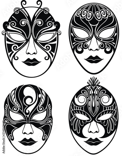 Beautiful mask for Mardi Gras .Set of woman masks