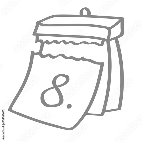 Handgezeichneter Kalender - Tag 08 in grau
