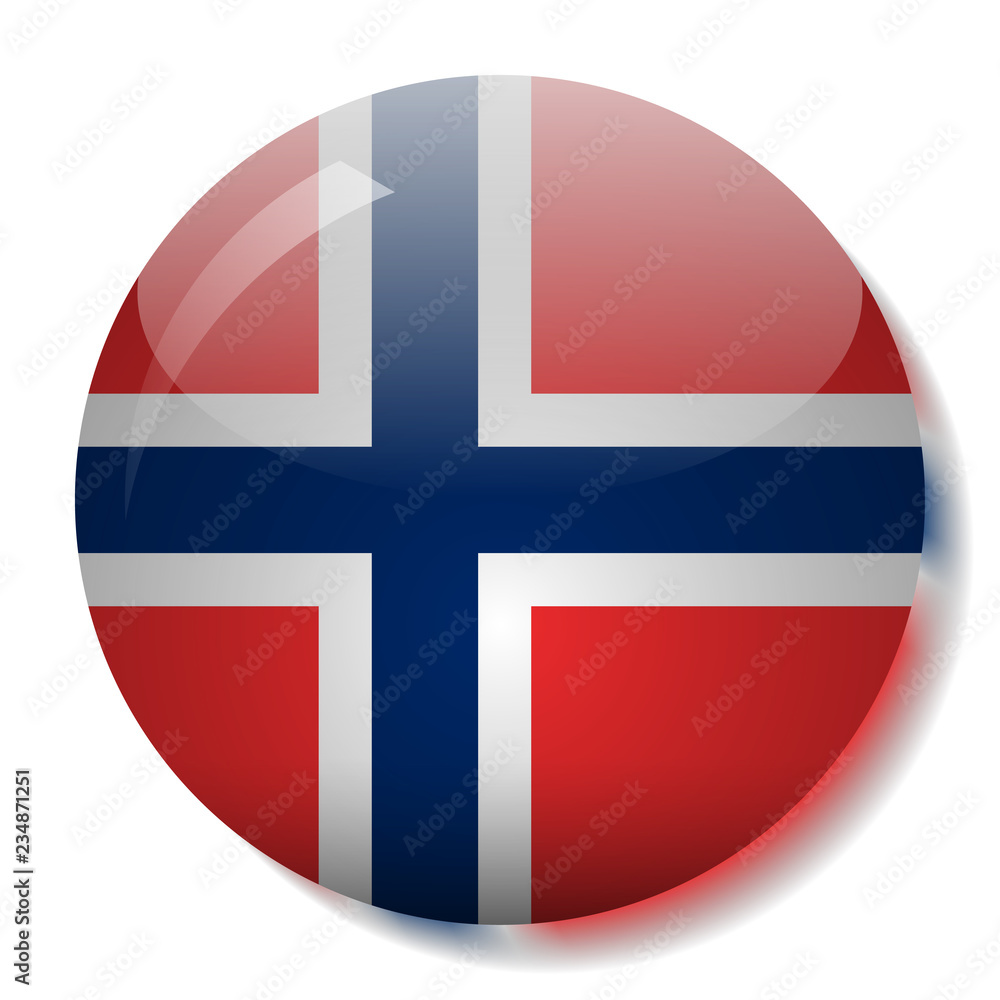 Norwegian flag glass button vector illustration Norwegian flag glass button vector illustration