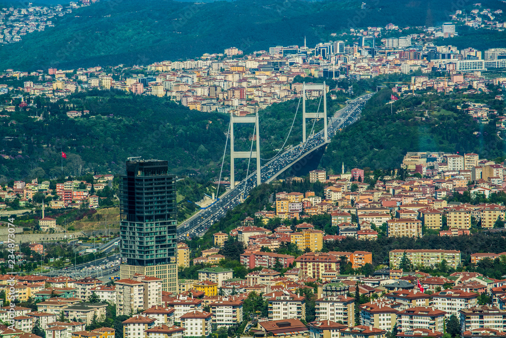 aerial view of istanbul bridge