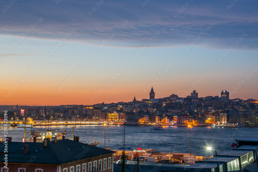 panorama of istanbul at night