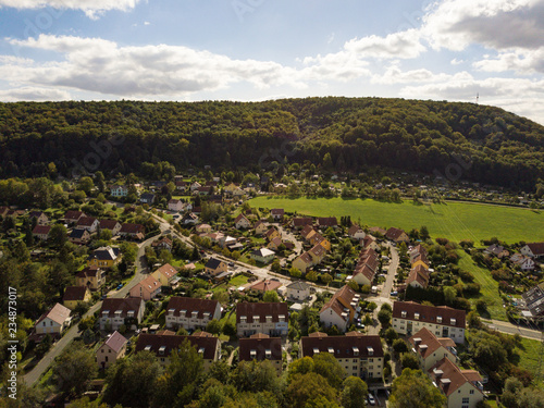 The city of Freital near Dresden from above ( Saxon Switzerland-Osterzgebirge region, Saxony / Germany )