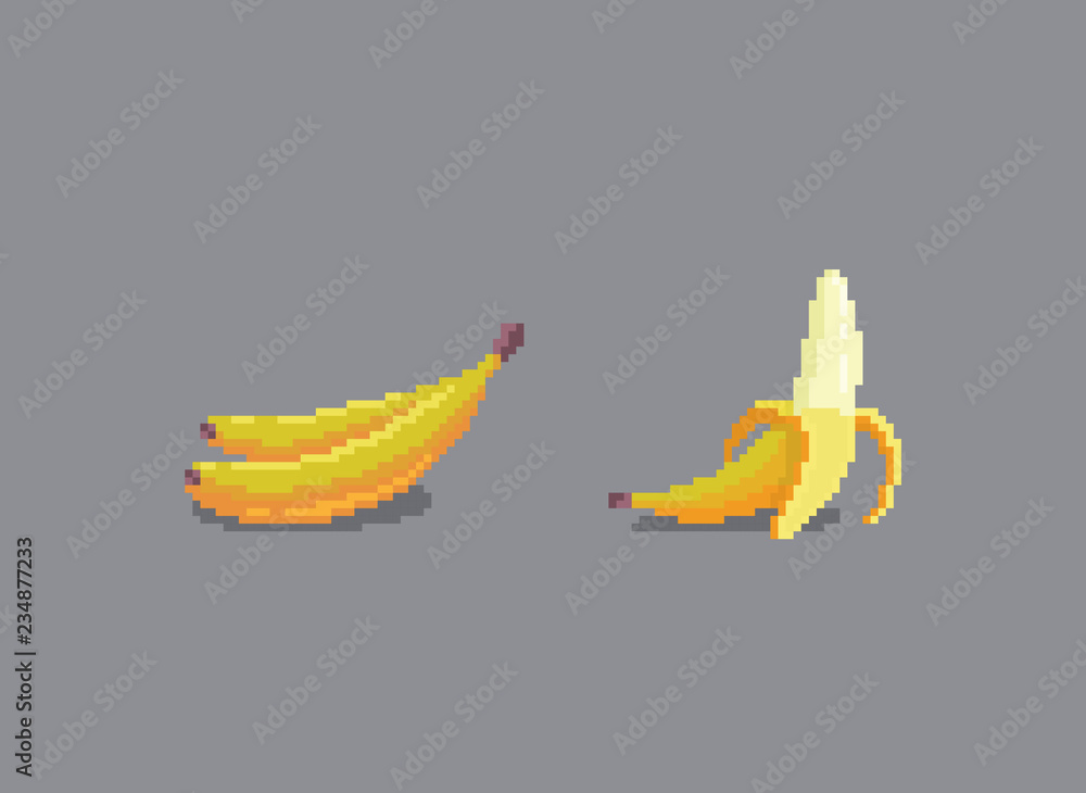 pixel art style banana illustration. Stock Vector | Adobe Stock