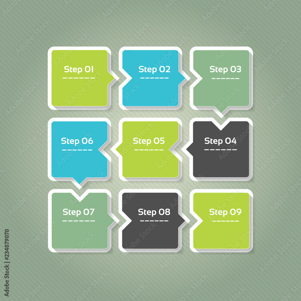Vector progress background. Template for diagram, graph, presentation and chart. Business concept with 9 options, parts, steps or processes. Abstract background. eps 10. Vector progress background. Template for diagram, graph, presentation and chart. Business concept with 9 options, parts, steps or processes. Abstract background. eps 10.