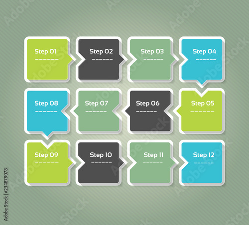 Vector progress background. Template for diagram, graph, presentation and chart. Business concept with 12 options, parts, steps or processes. Abstract background. eps 10