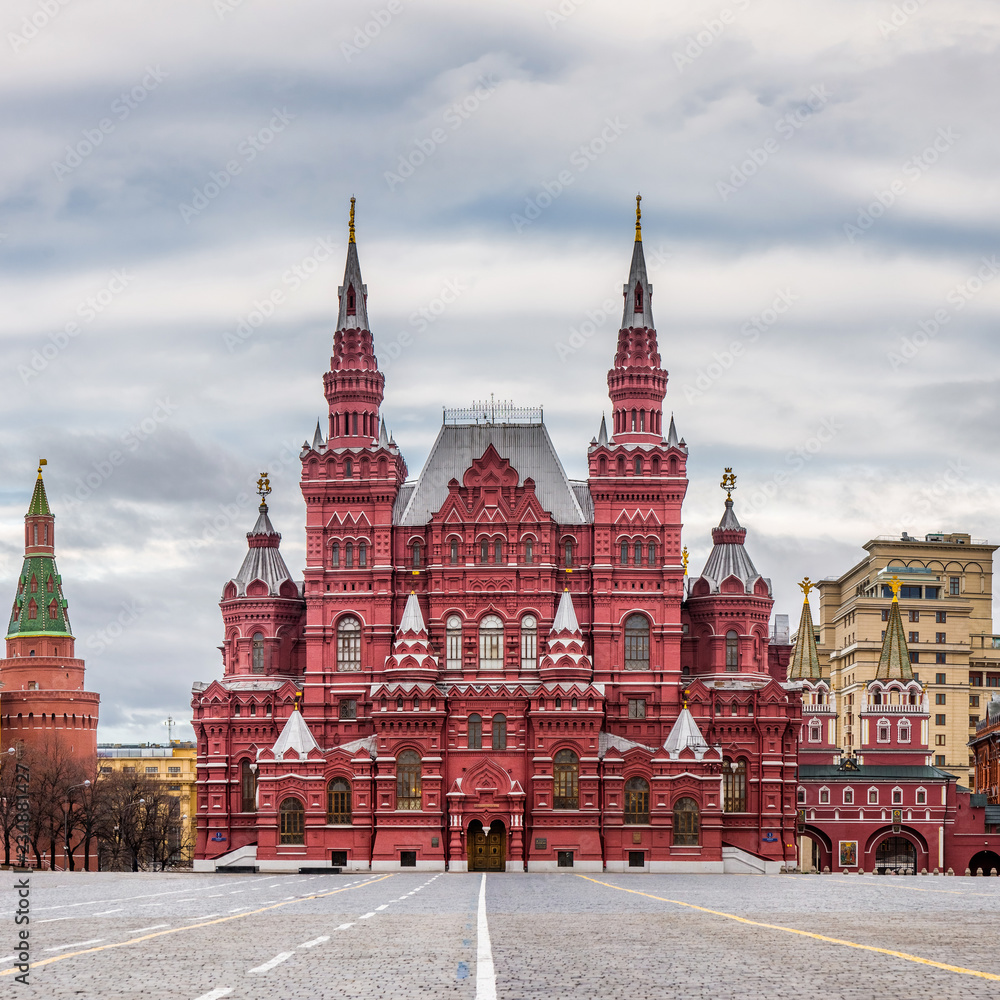 The building of the State historical Museum on Red square in Moscow, Russia.