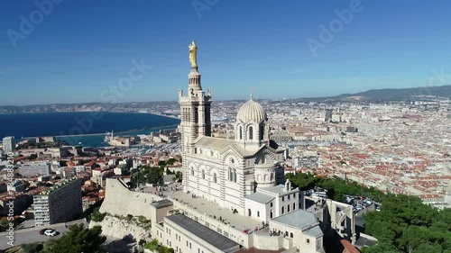 Marseille, Aerial view of Basilica Notre Dame de la Garde photo