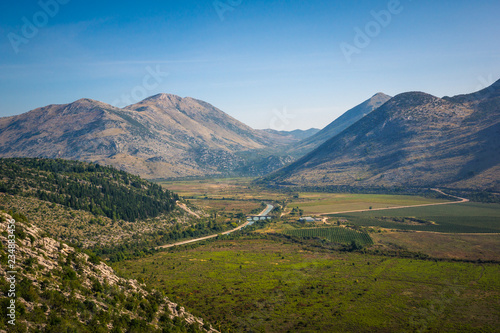 Obraz na płótnie Trebisnjica river in Popovo field in Dinaric mountains, Bosnia and Hercegovina w salonie