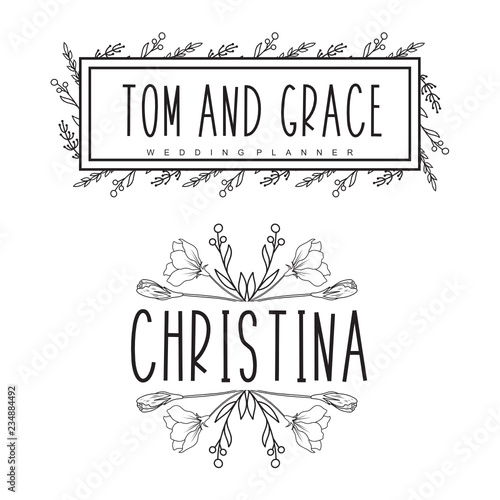 Hand drawn logo collection. Logo design with flowers and beautiful fonts. For designers, florists, Wedding Planner, photographers and other creative professions