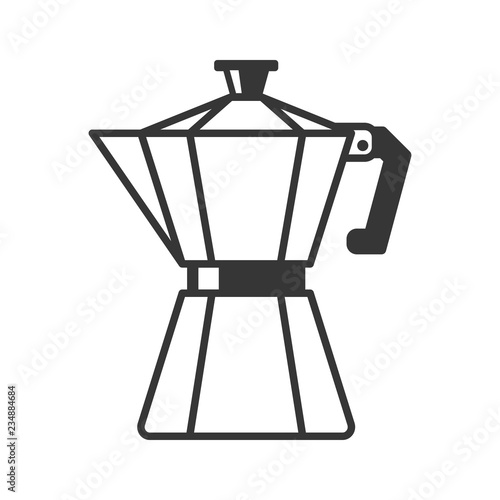 Geyser Coffee Maker Pot Icon on White Background. Vector