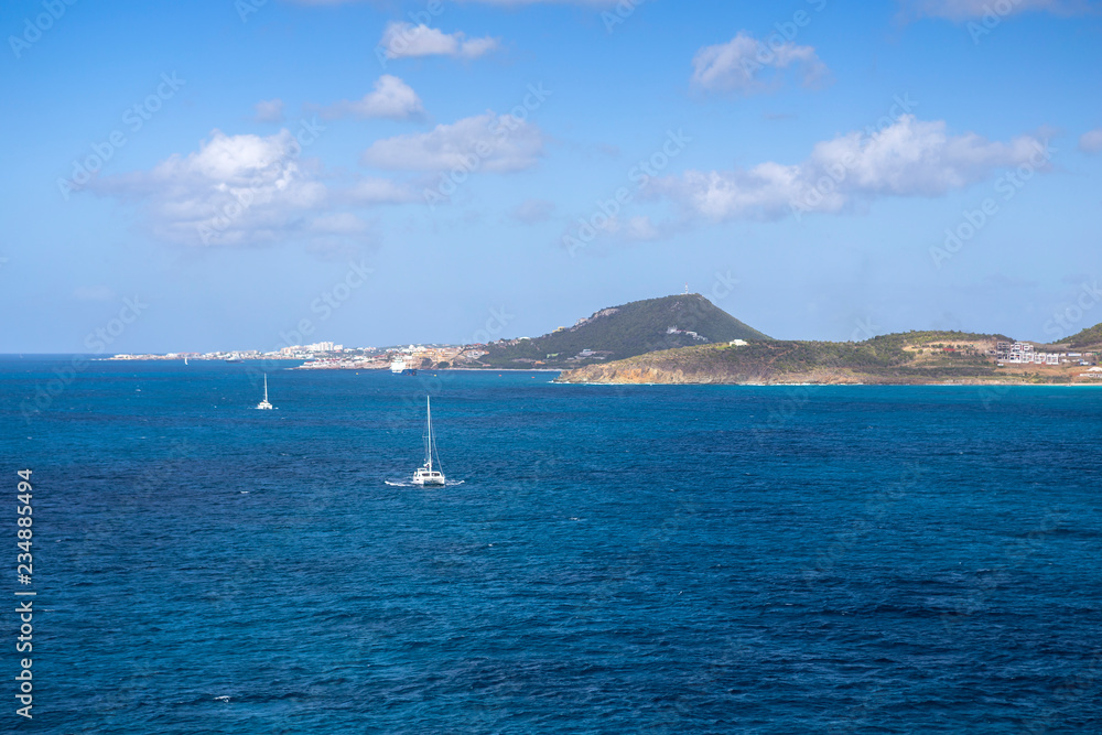 Coastline along of the Sint Maarten in the Caribbean sea Coastline along of the Sint Maarten in the Caribbean sea