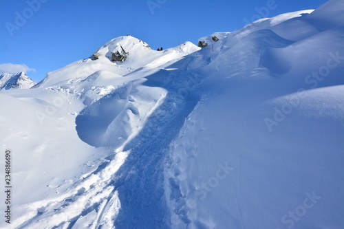 Snowy hiking trail in switzerland on bettmeralp © Phillip