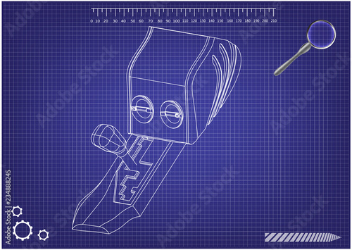 3d model of gearbox on a blue