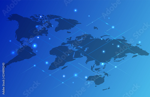 Map of the World in Blue Color Vector Placard